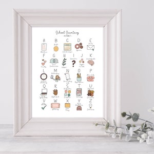 School Secretary Alphabet Print - Secretary appreciation gift classroom wall office decor art