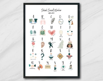 School Social Worker Alphabet Print: Appreciation Gift