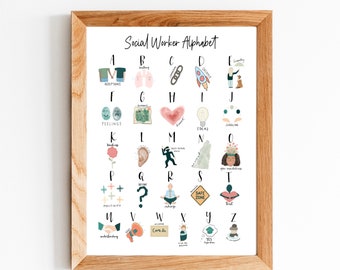 Social Worker Alphabet Print: Appreciation Gift