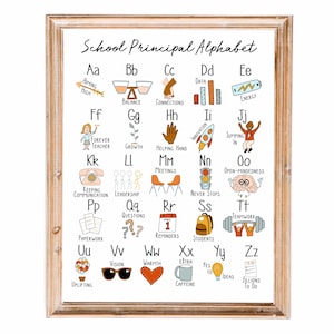 School Principal Alphabet Print - administrator gift administrative wall decor boss