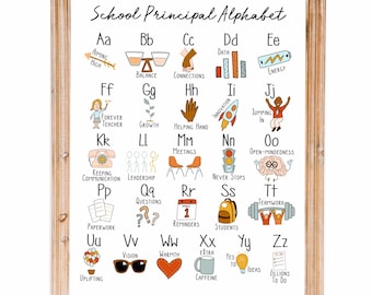 School Principal Alphabet Print - administrator gift administrative wall decor boss