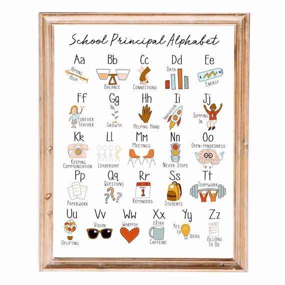 School Principal Alphabet Print - administrator gift administrative wall decor boss
