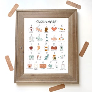School Nurse Alphabet Print - school nurse gift nursing nurse wall office decor school nurse art print