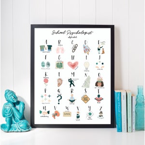School Psychologist Alphabet Print - school psychologist gift ABC office wall decor