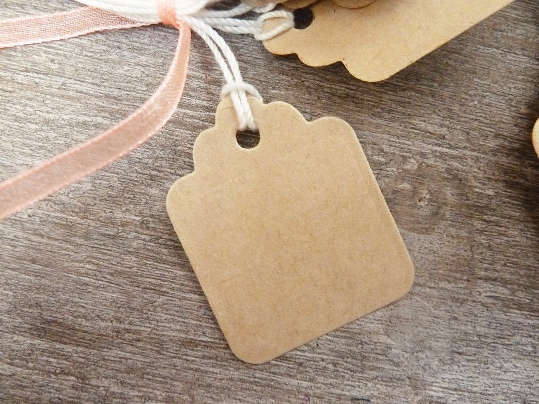 30 Square Labels in French Kraft Paper 140 G and Cotton String - Etsy