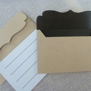 batch of 12 small two-colored kraft envelopes and matching cards, thank you, gift,