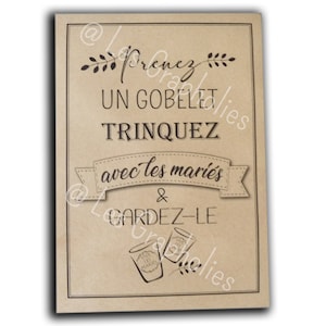 Manifesto di nozze stampato "Prendi una tazza", poster A4 in carta kraft marrone