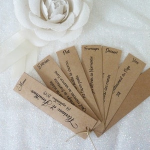 set of personalized fan menus for weddings or baptisms, receptions.