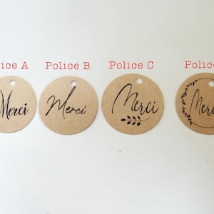 20 étiquettes rondes merci  en kraft, 3cm, au choix, étiquettes de remerciement, étiquettes en kraft, cadeau, commande, invité, client