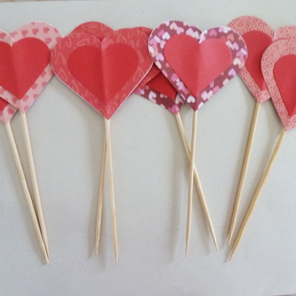 12 grands toppers en papier avec motifs coeurs pour mariage ou saint valentin