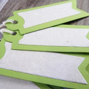 lotto 40 etichette kraft verde mela e bianco, stile vintage, dispositivo di fissaggio ecru