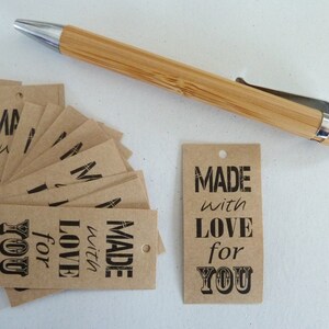 Set de 30 etiquetas kraft Made with Love para tus creaciones
