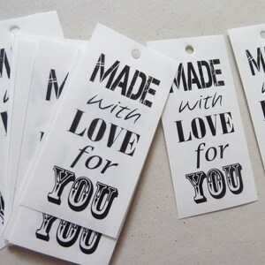 set de 30 etiquetas kraft vitela blanca lisa Made with Love para tus creaciones