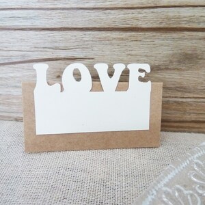5 tarjetas de mesa para invitados en kraft y marfil, amor, amor, boda, colocación, natural, chic y original, bautizo, decoración de mesa, francés