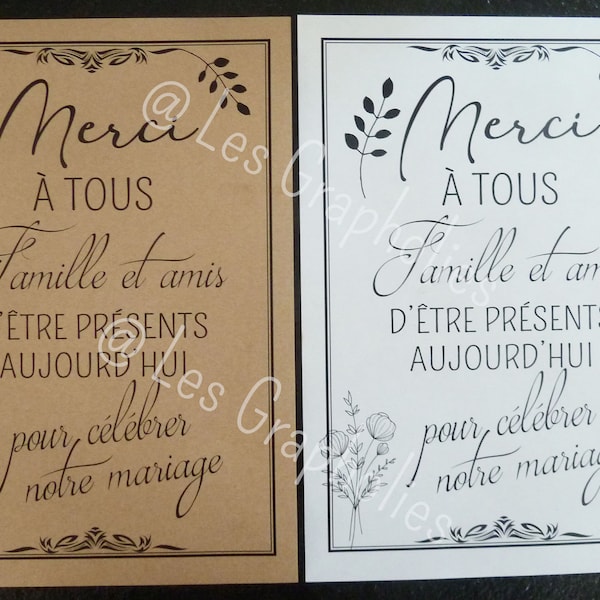 Affiche mariage imprimée accueil au mariage,  affiche A4 en kraft brun ou blanc au choix