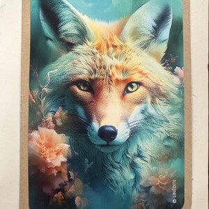 carte d'un beau renard sur papier cartonné kraft