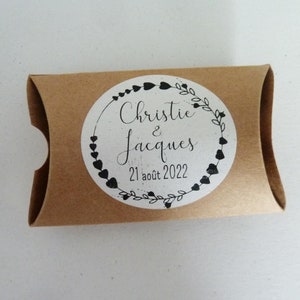 Scatola berlingot Kraft taglia S, con etichetta personalizzata bianca o verde, regalo ospite, contenitore confetti, matrimonio o battesimo