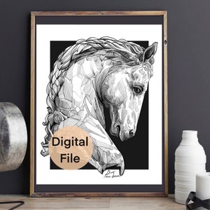 Horse drawing wall art,11x14