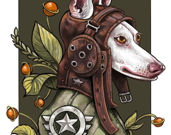 Pilot dog illustration printable