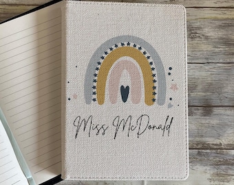 Personalised Teacher Notebook, Teacher Gifts, Linen Notebook, Teacher Stationery, Teacher Thank You Gift, End of Year, Teacher Appreciation