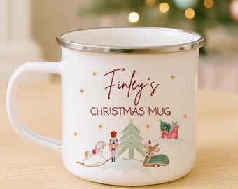 Children's Christmas Mug, Christmas Eve Mug, Personalised Enamel Cups, Christmas Eve Box Fillers, Kids Christmas Mugs, Christmas Gift Ideas