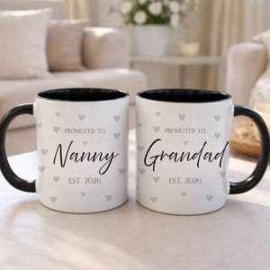 Personalised Nanny and Grandad Mugs, New Grandparent Gift, Pregnancy Announcement, Promoted To Nan Grandpa