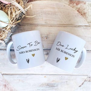Gifts For Couple Mugs, Soon to Be Mrs, One Lucky Mr, Personalised Couple Engagement Gifts, Wedding Gifts, Couple Gifts, Engagement Present