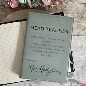 Head Teacher Notebook, Personalised Headteacher Gift, Thank You Head Teacher Gift, End of Term School Leader Gift, Appreciation Present