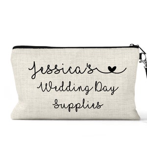 Trousse de maquillage de mariage personnalisée, Fournitures pour le jour du mariage, Cadeaux pour la mariée, Cadeaux pour demoiselle d'honneur, Cadeaux le jour du mariage pour la mariée, Cadeaux pour shower de bébé
