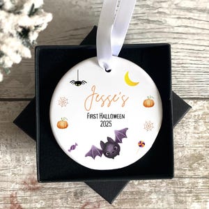 First Halloween Keepsake - Custom Name Halloween Tags - Ceramic Ornament