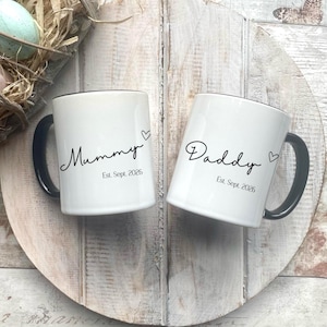 New Mum and Dad Mugs, Mummy and Daddy Mug Set, New Parent Gift, Baby Shower Gift For Mum To Be, Daddy To Be, Congratulations Gift, Birthday image 1