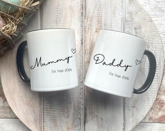New Mum and Dad Mugs, Mummy and Daddy Mug Set, New Parent Gift, Baby Shower Gift For Mum To Be, Daddy To Be, Congratulations Gift, Birthday