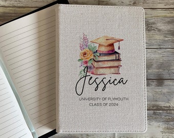 Personalised Graduation Notebook, Graduation Gifts, Linen Notebook, Teacher Stationery, New Teacher Gifts, Graduation Keepsake, A5 Planner