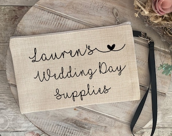 Personalised Wedding Makeup Bag, Wedding Day Supplies, Bride Gifts, Bridesmaid Gifts, Wedding Day Gifts For Bride, Bridal Shower Gifts