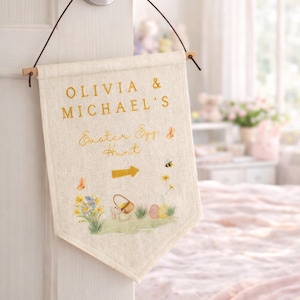 Personalised Easter Egg Hunt Sign - Easter Decorations - Easter Flag - Easter Bunny - Easter Decor Ideas - Easter Gift For Kids - Easter UK