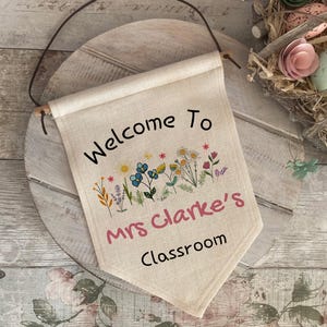 Enseigne personnalisée pour enseignant, cadeau enseignant, bannière de porte de salle de classe