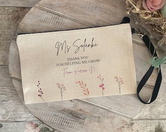Personalised Teacher Pencil Case, Thank You For Helping Me Grow, End of Year Appreciation Gift