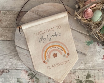 Personalised Classroom Flag, Teacher Gifts, Teacher Classroom Gift, Teacher Graduation Gift, Newly Qualified Teacher Gift, Nursery Teacher