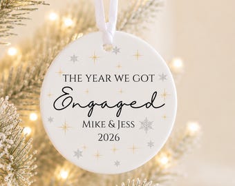 First Christmas Engaged Bauble - Personalised Engagement Ornament - Engagement Gift For Friends - Christmas Gift For Couples - Fiancee Gift