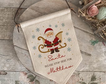 Personalised Santa Stop Here Sign - Personalised Christmas Sign - Door Sign - Santa Please Stop Here - Christmas Decorations - First Xmas