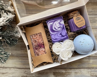 Lavender Gifts, Calming Gifts, Christmas Hamper, Relaxation Spa Gift Box For Women, Birthday Gift For Her, Pamper Box, Lavender Hamper