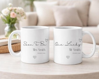 Personalised Couples Mugs, Engagement Gifts for Friends, Husband Wife To Be Mugs, Future Mr & Mrs Mugs, Engaged Valentines Keepsakes, UK