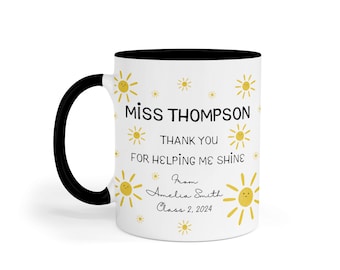 Teacher Gifts - Thank You For Helping Me Shine - Personalised Teacher Mug - Childminder Gift - Nursery Teacher Gift - Teaching Assistant UK