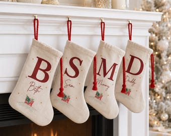 Personalised Family Christmas Stockings -  Name Stocking - Christmas Decorations - First Christmas Stocking - Xmas Eve Box - Santa Presents