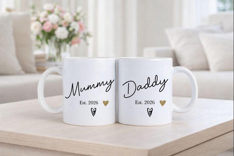New Mum and Dad Mugs, Mummy and Daddy Mug Set, Mum To Be, Dad To Be, Mug For Parent To Be, Mummy Mug, Daddy Mug, New Parents, Baby Shower image 3
