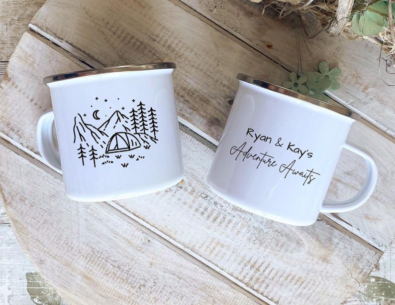 Personalised Camping Mugs, Couple Camping Mug Set, Anniversary Gift For Couples, Couple Mugs, Wedding Gift, Adventure Awaits Gift, Christmas bild 2