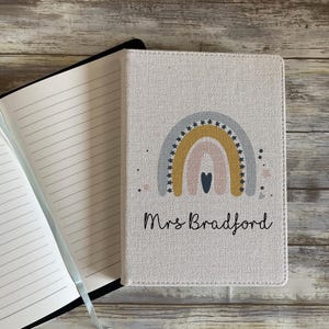 Personalised Teacher Notebook, Teacher Gifts, Linen Notebook, Teacher Stationery, Teacher Thank You Gift, A5 Notebook, Teaching Assistant TA Linen