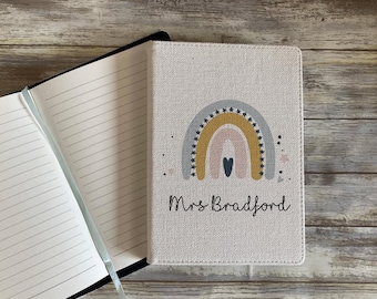 Personalised Teacher Notebook, Teacher Gifts, Linen Notebook, Teacher Stationery, Teacher Thank You Gift, A5 Notebook, Teaching Assistant TA
