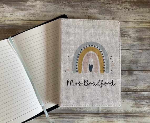 Personalised Teacher Notebook, Teacher Gifts, Linen Notebook, Teacher Stationery, Teacher Thank You Gift, A5 Notebook, Teaching Assistant TA