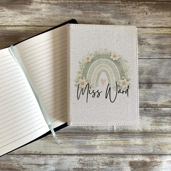 Teacher Gift Personalised Notebook, Linen A5 Teacher Journal, Thank You Teacher Present, Teaching Assistant Gift, Teacher Stationery